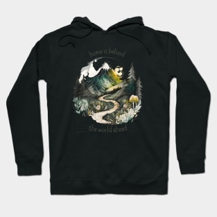 Home Is Behind, the World Ahead - Lonely Mountain - Watercolor Art - White - Fantasy Hoodie